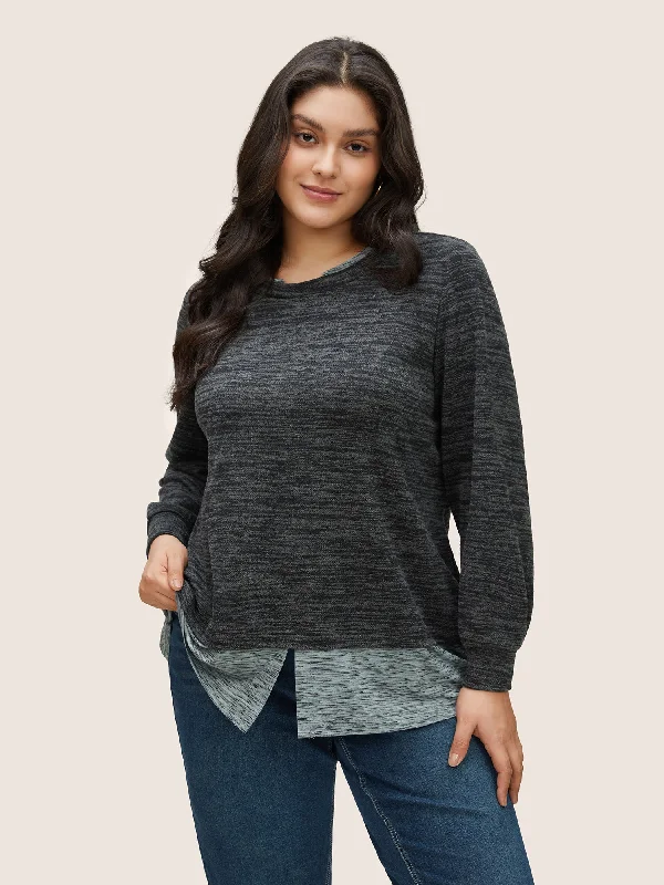 2-In-1 Heather Patchwork Sweatshirt