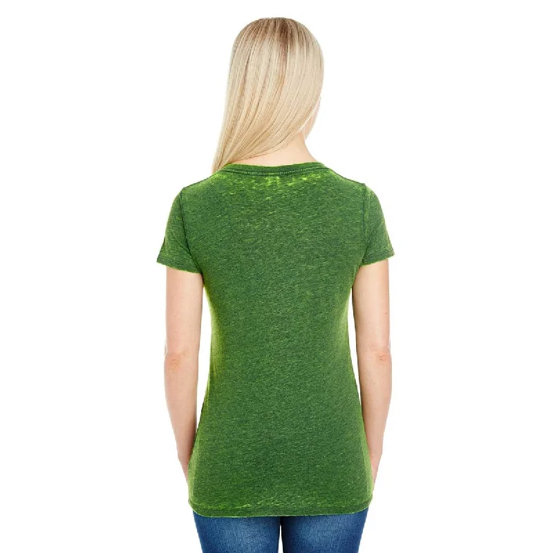 Threadfast Women's Emerald Cross Dye Short-Sleeve V-Neck T-Shirt