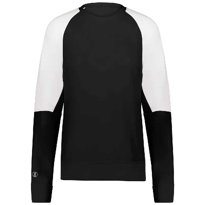 Holloway Women's Black/White Momentum Team Fleece Crew