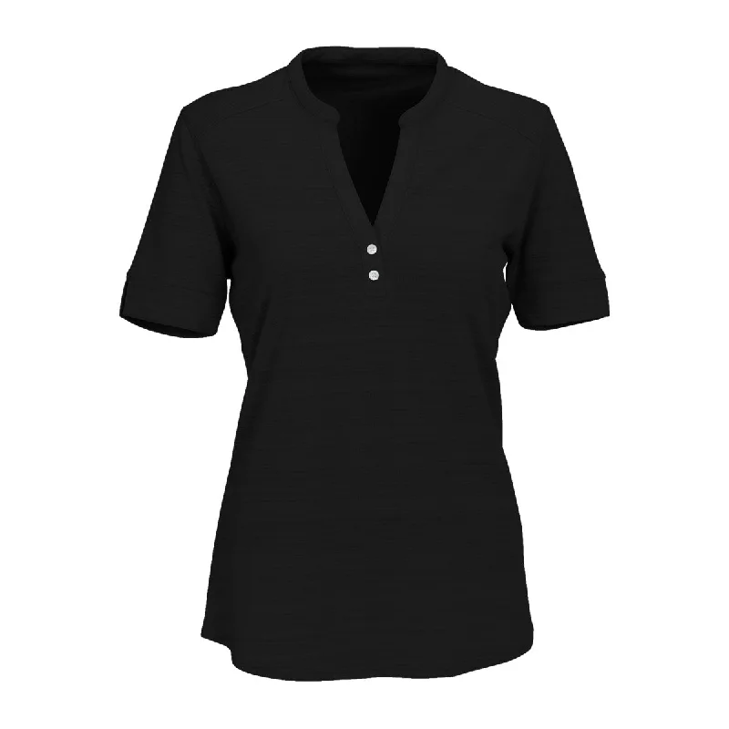 Vantage Women's Black Strata Textured Henley