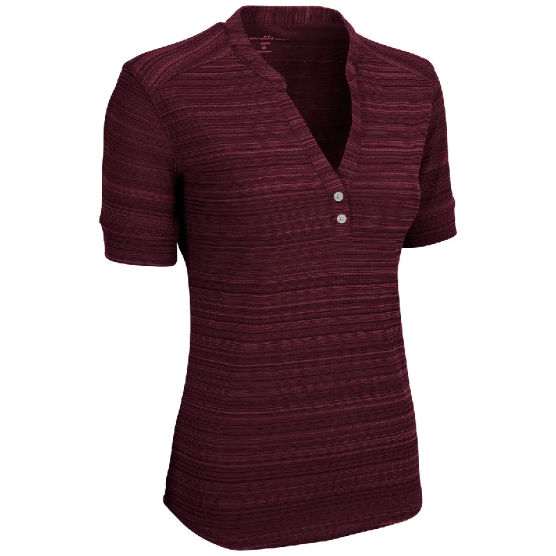 Vansport Women's Deep Maroon Strata Textured Henley