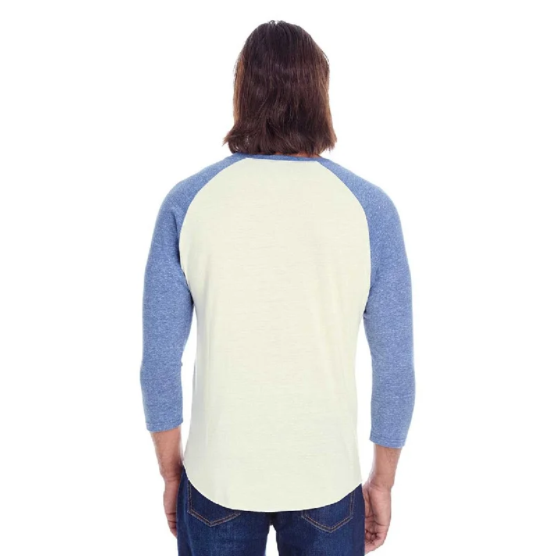 Threadfast Unisex Cream/Navy Triblend 3/4-Sleeve Raglan