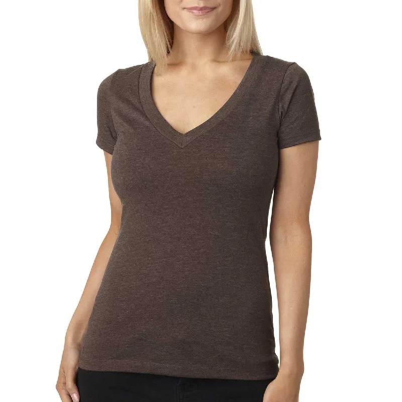 Next Level Women's Espresso CVC Deep V Tee