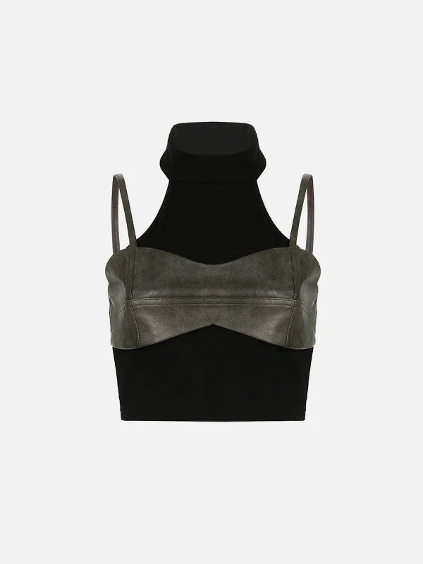 Aelfric Eden Faux Leather Patchwork Tank Top