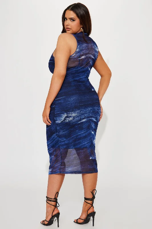 Arista Midi Dress - Blue/combo