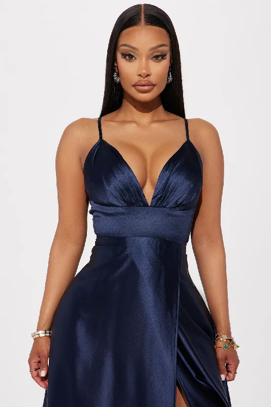 Ashlynn Satin Gown - Navy