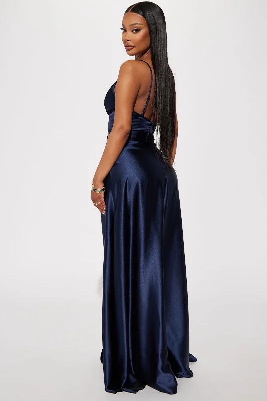 Ashlynn Satin Gown - Navy