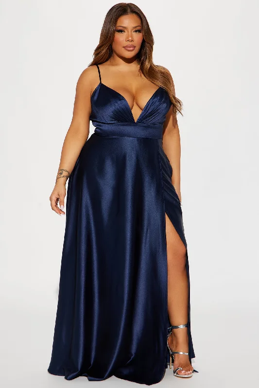 Ashlynn Satin Gown - Navy