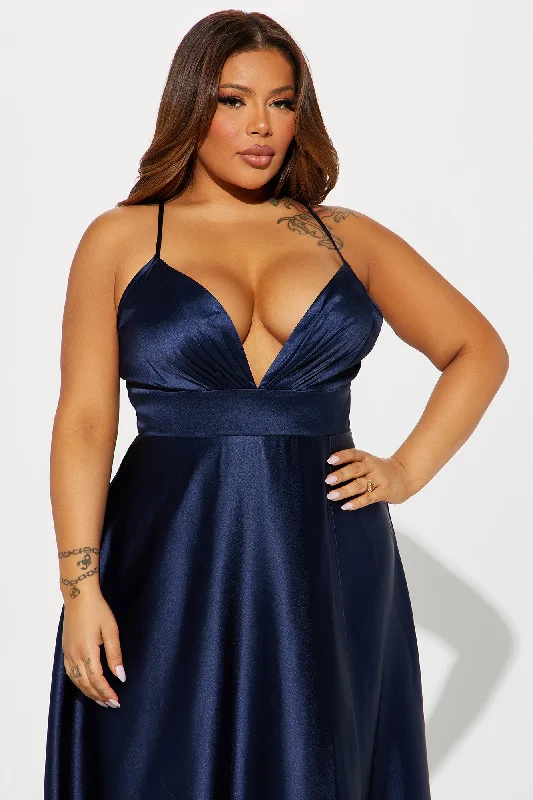 Ashlynn Satin Gown - Navy