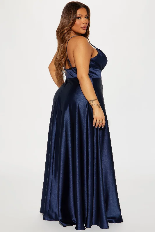 Ashlynn Satin Gown - Navy