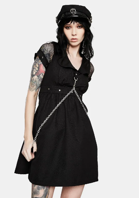 Black Chain Strap Mini Dress