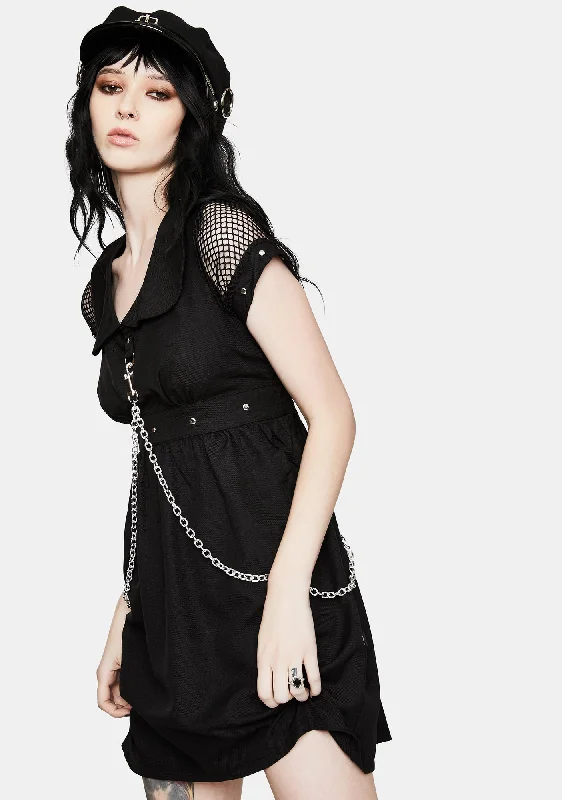 Black Chain Strap Mini Dress