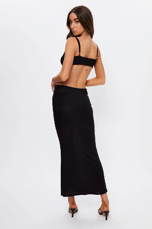 Black Cut-Out Bodycon Maxi Dress