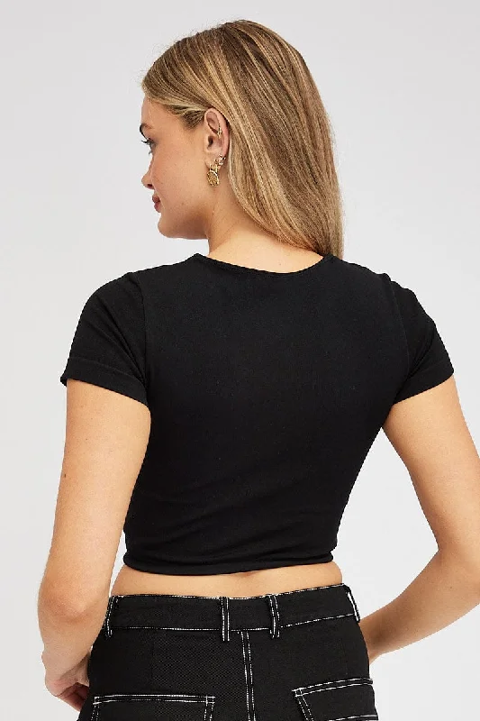 Black Cut Out Tee Short Sleeve