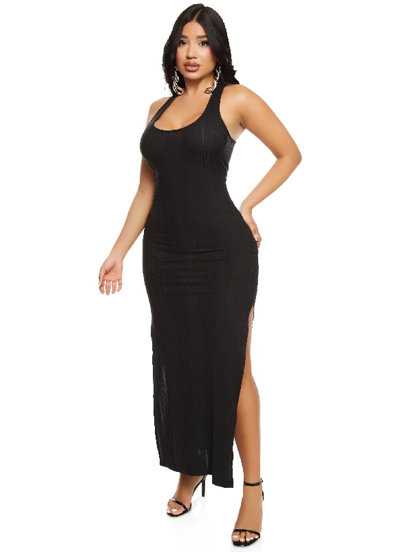 Ribbed Racerback Tank Maxi Dress