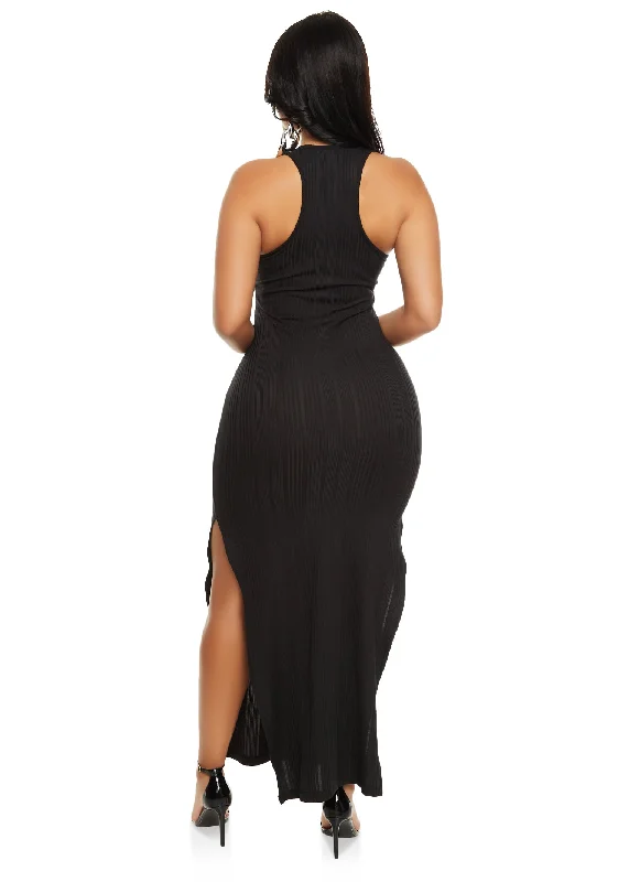 Ribbed Racerback Tank Maxi Dress