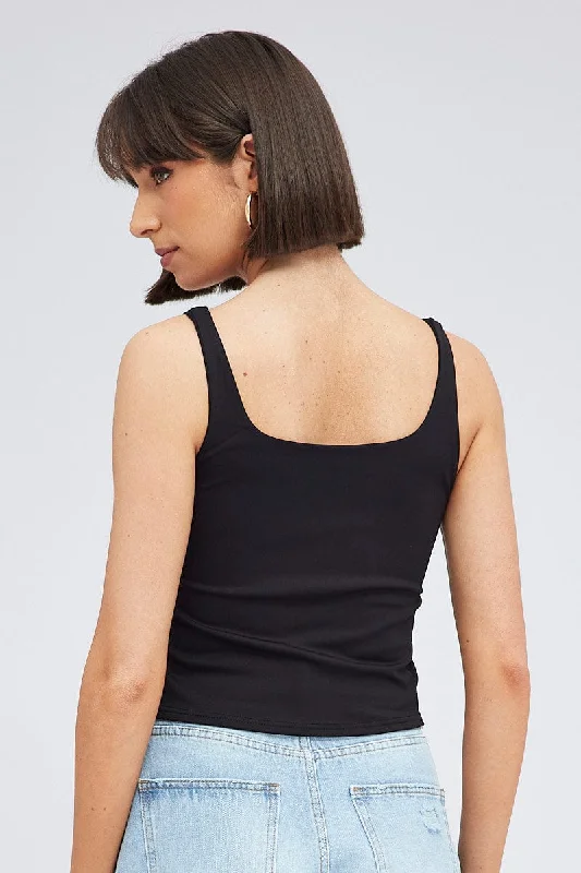 Black Tank Top Square Neck Supersoft