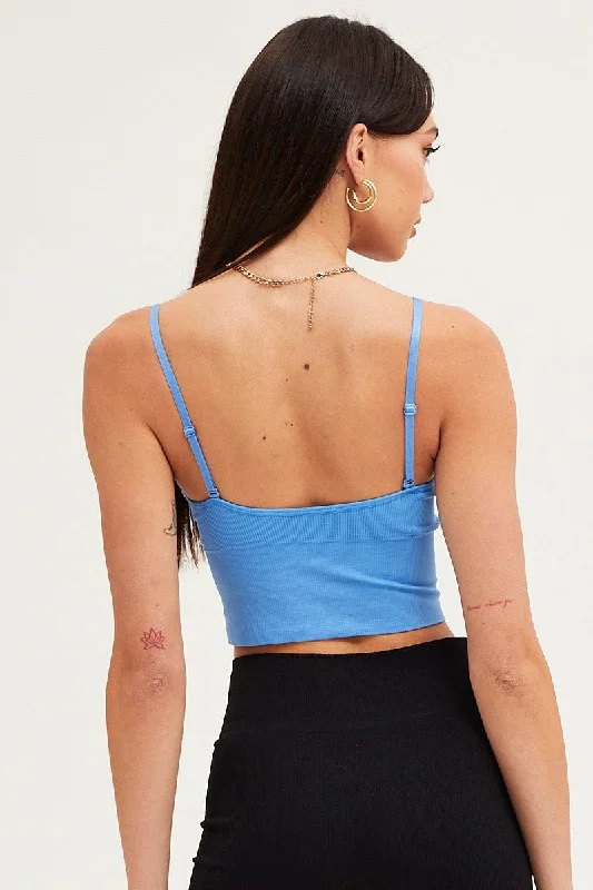 Blue Crop Singlet Top Seamless