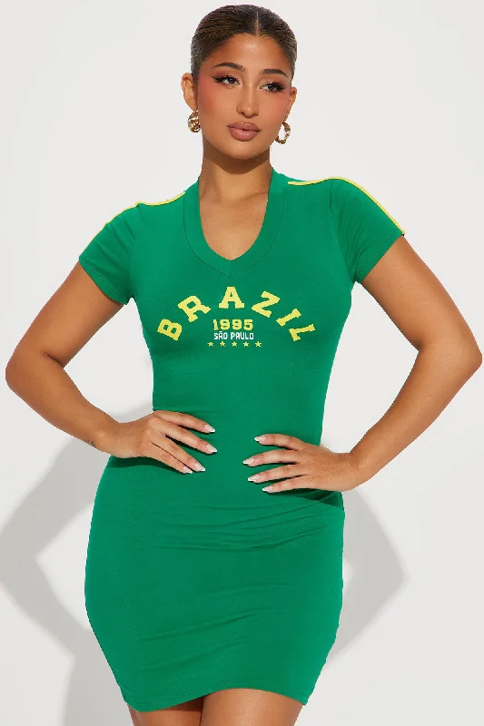 Brazil T-Shirt Mini Dress - Green