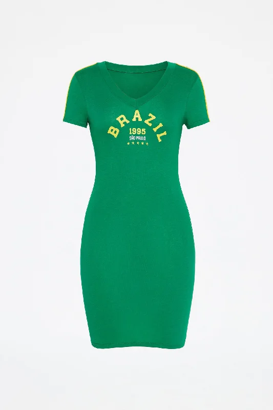 Brazil T-Shirt Mini Dress - Green