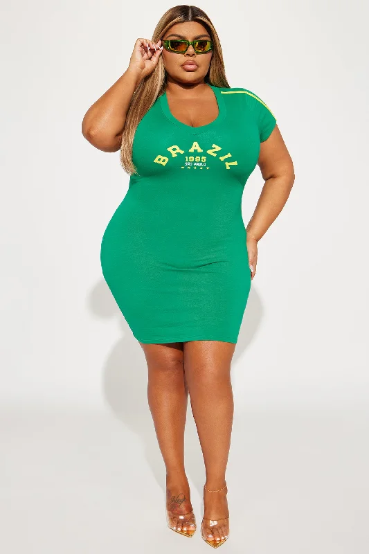 Brazil T-Shirt Mini Dress - Green