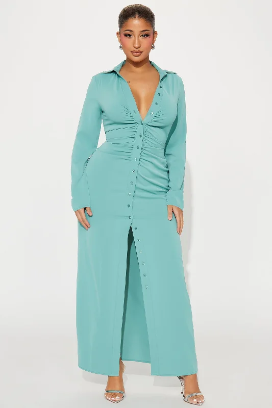 Carolina Button Down Maxi Dress - Sage