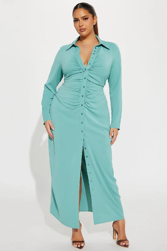 Carolina Button Down Maxi Dress - Sage