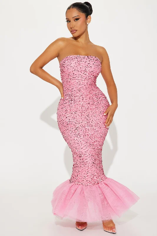 Carolina Sequin Gown - Pink