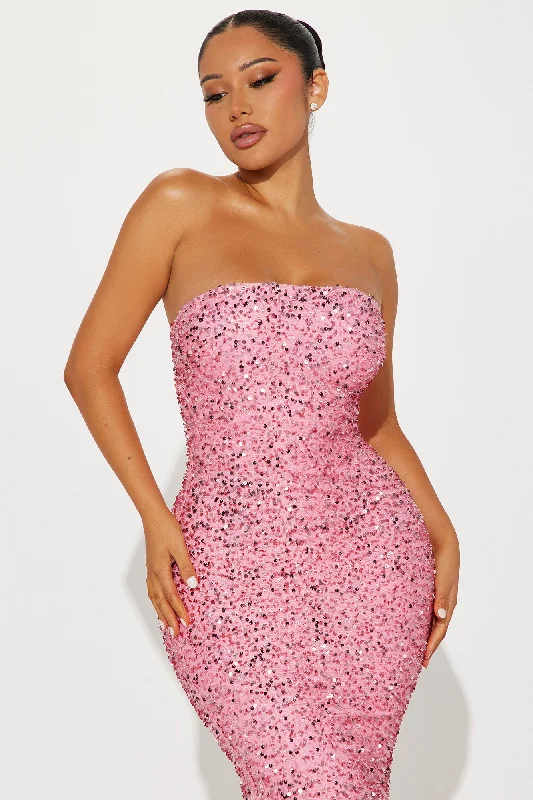 Carolina Sequin Gown - Pink