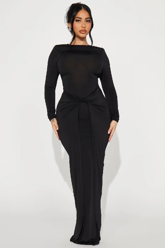 Catarina Slick Maxi Dress - Black