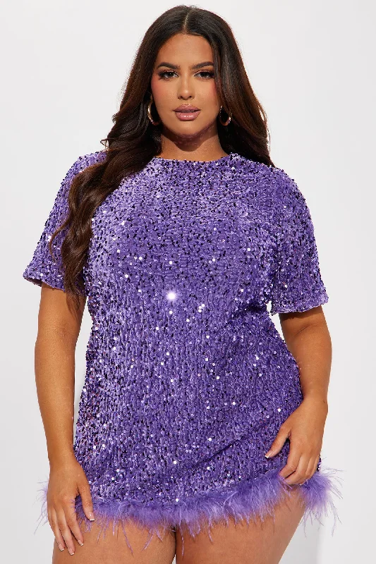 Christy Sequin T-Shirt Mini Dress - Lavender