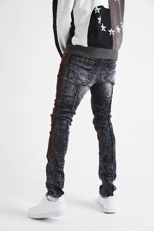 CLAYTON SKINNY JEAN | CHARCOAL ACID WASH RED