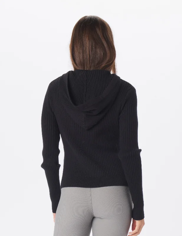 Couture Rib Hoodie: Black