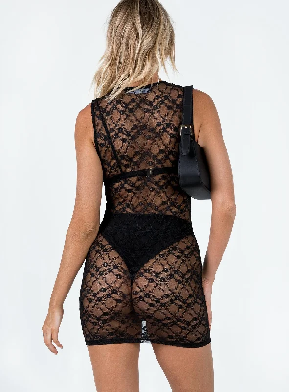 Cupid Lace Mini Dress Black