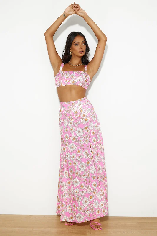 Dancing Under The Glow Maxi Skirt Pink