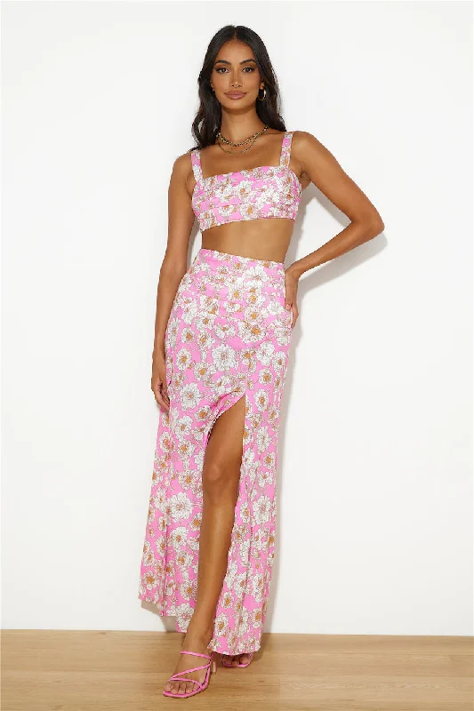 Dancing Under The Glow Maxi Skirt Pink