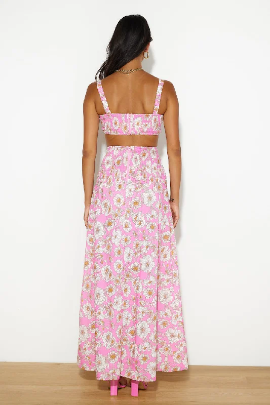 Dancing Under The Glow Maxi Skirt Pink