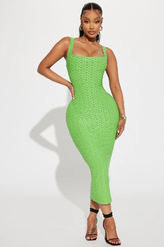 Dani Textured Midi Dress - Lime