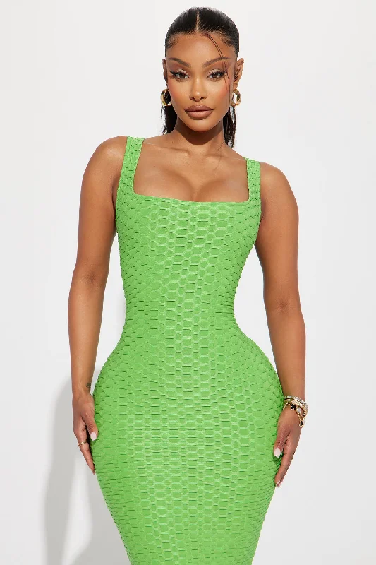 Dani Textured Midi Dress - Lime