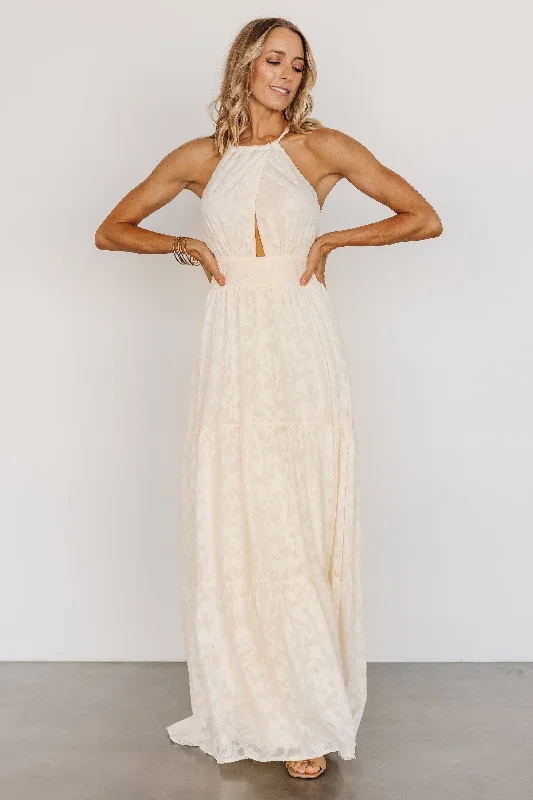 Eilish Embossed Maxi Dress | Cream