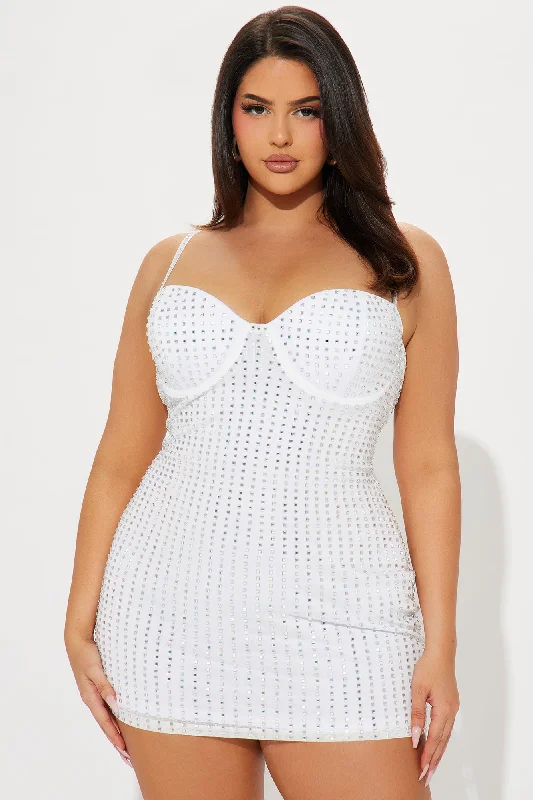 Ella Embellished Mini Dress - White