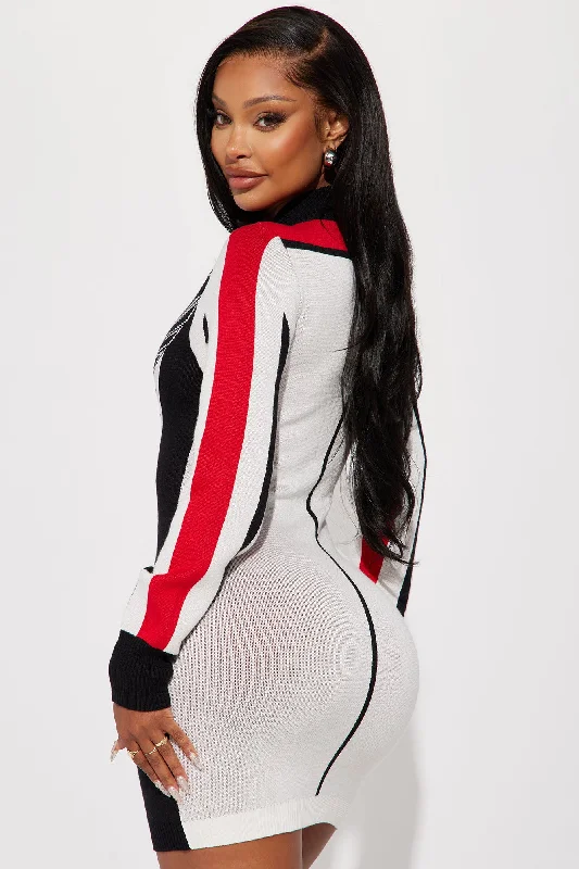 Fast Track Sweater Mini Dress - Red