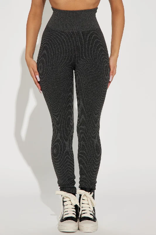 Francine Seamless Ribbed Legging - Charcoal