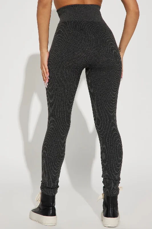 Francine Seamless Ribbed Legging - Charcoal