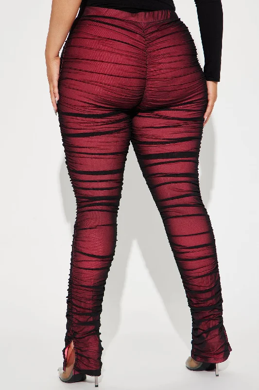 Game Changer Ruched Mesh Legging - Fuchsia