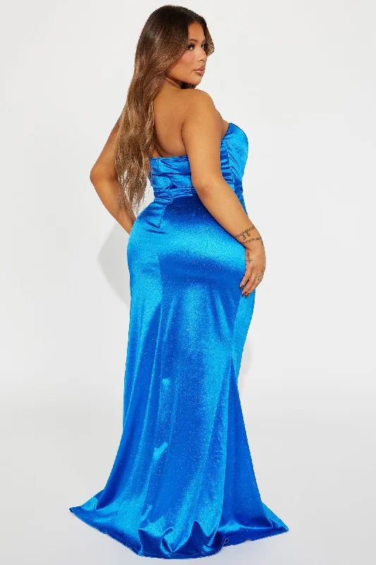 Gianna Glitter Satin Maxi Dress - Royal