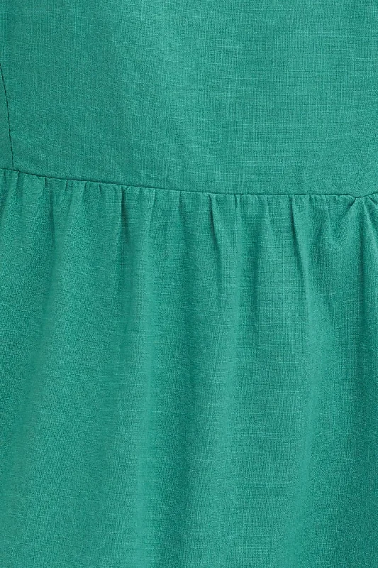 Green Maxi Dress Sleeveless Square Neck