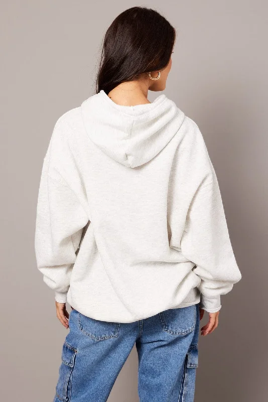 Grey Graphic Sweater Long Sleeve Hoodie