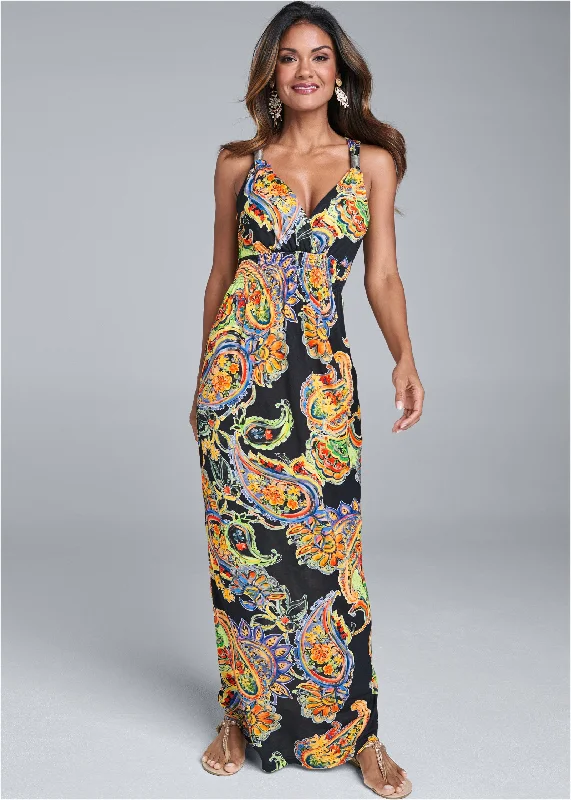 Paisley printed maxi dress - Black Multi