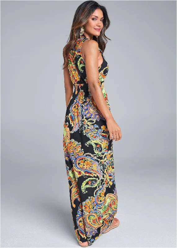 Paisley printed maxi dress - Black Multi